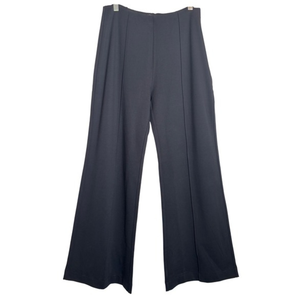 J. Crew Wide Leg Pintuck Ponte Pants Black High Rise Side Zip Womens‎ Size M